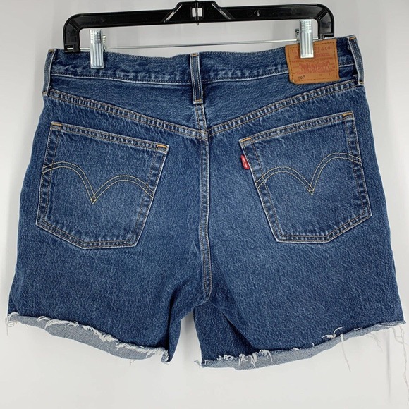 LEVI'S Premium Label Size 31 Jeans button fly High Rise Cut Offs Shorts 501 Dark - Picture 2 of 11